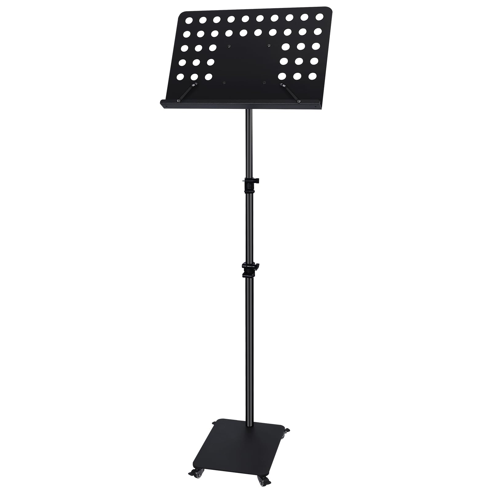 Soporte profesional para partituras de orquesta con ruedas, soporte de metal alto para libros de música, teléfono celular, tablet, para teclado de piano, instrumentos de cuerda de viento