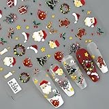 5D Embossed Christmas Nail Stickers for Nail Art Christmas Tree Santa Claus Nail Decals Self Adhesive Nail Design Christmas Nail Art Stickers New Year Nail Art Supplies for Women Girls 2 Sheets
