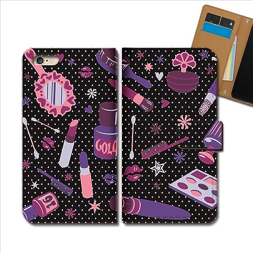 Xperia 1 VII SOG15 ケース 手帳型 girls 手帳ケース スマホケース カバー ガールズ ドット コスメ 化粧品 デザインB e0182030137502