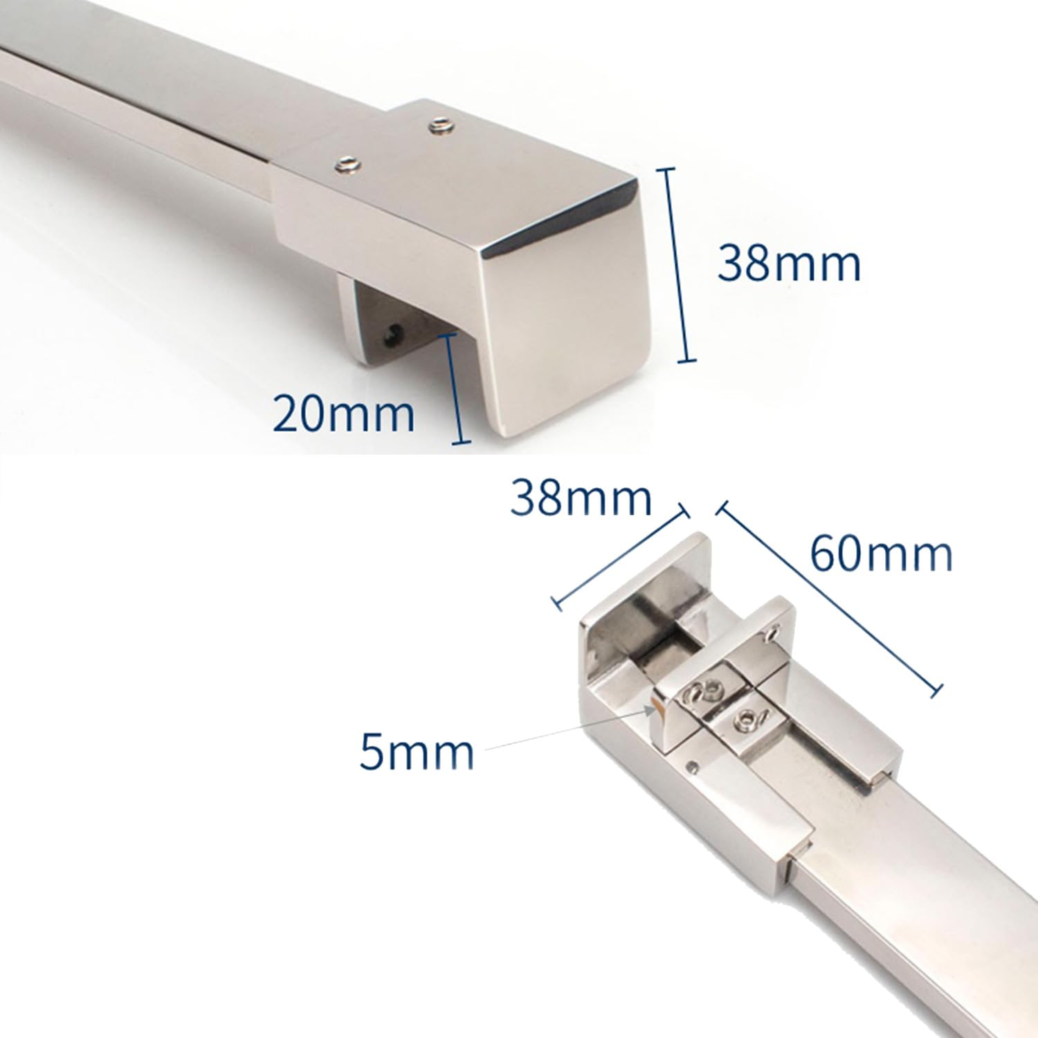 Stabilizator w kształcie litery L uchwyt stabilizujący drążek do ściany prysznicowej Walk In stal szlachetna srebrny 90 cm