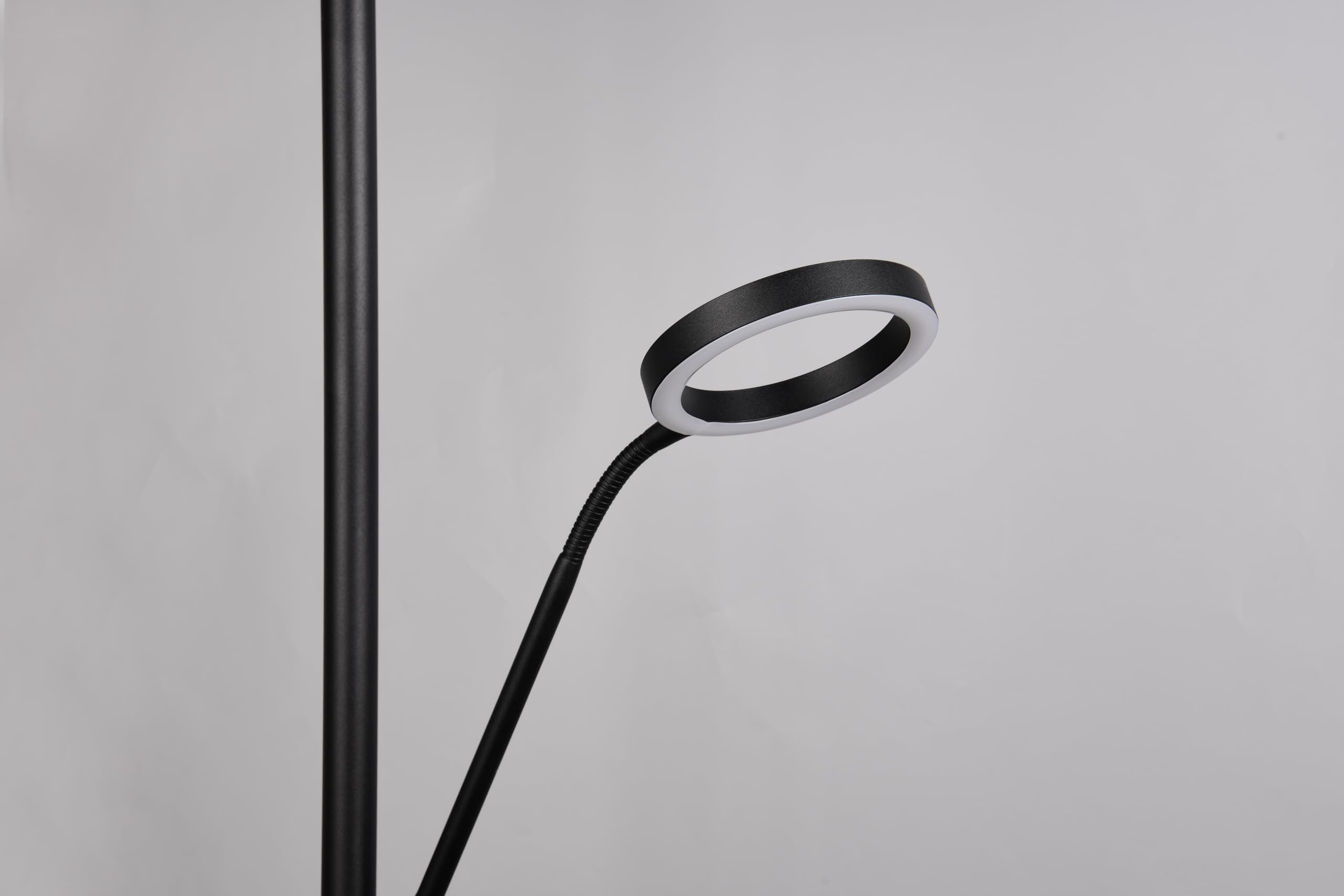 Trio Leuchten LED Stehleuchte Willis 449510232, Metall Schwarz matt, 39 + 5.5 Watt LED, Lichtfarbe einstellbar, dimmbar