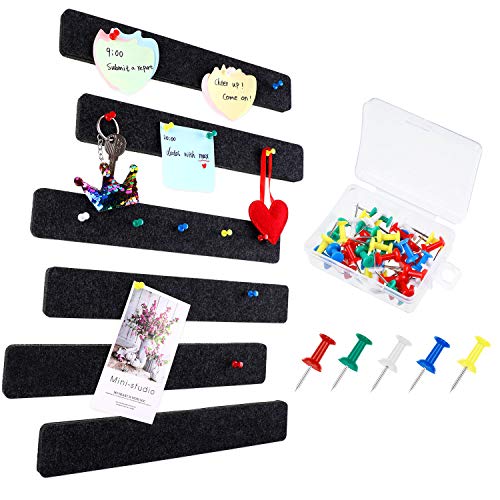 8 Pieces Felt Bulletin Board Bar Strip Bulletin Bar with 40 Pieces Push Pins for Office Classroom Display Message Memo