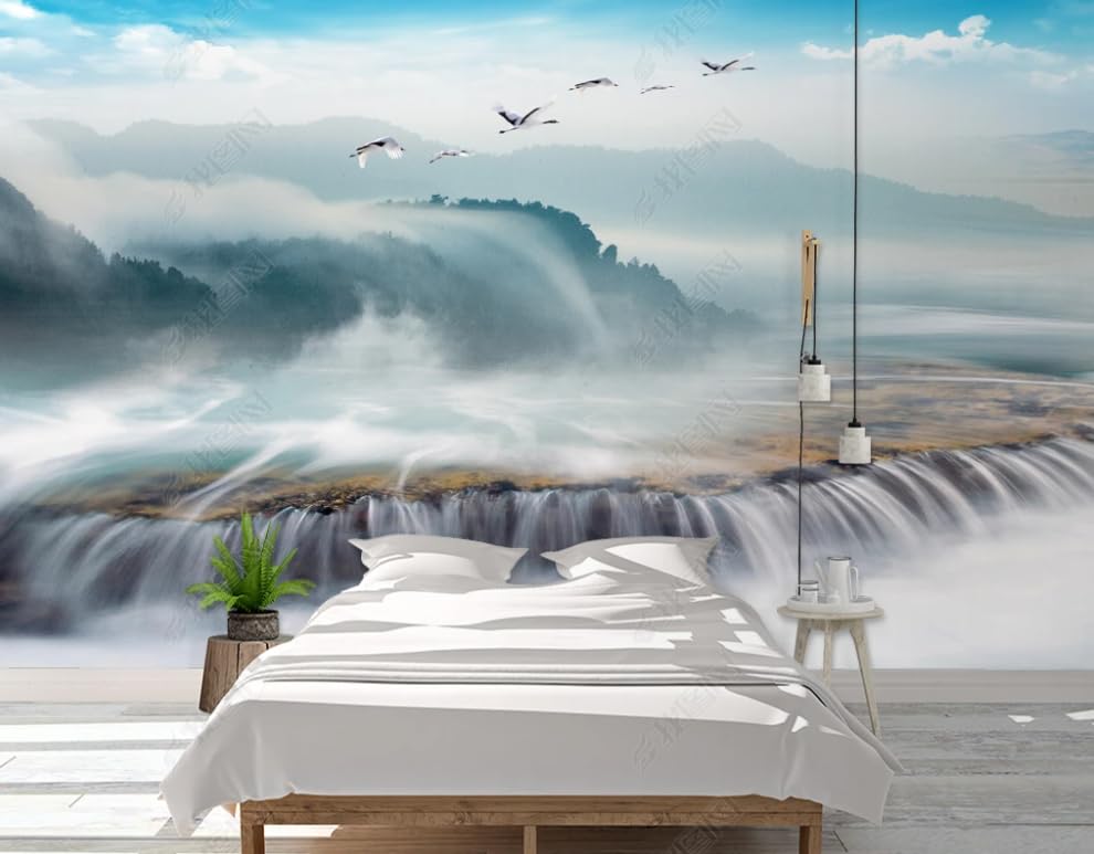 Papier peint intissé pour agrandir le salon avec une eau qui coule - 2