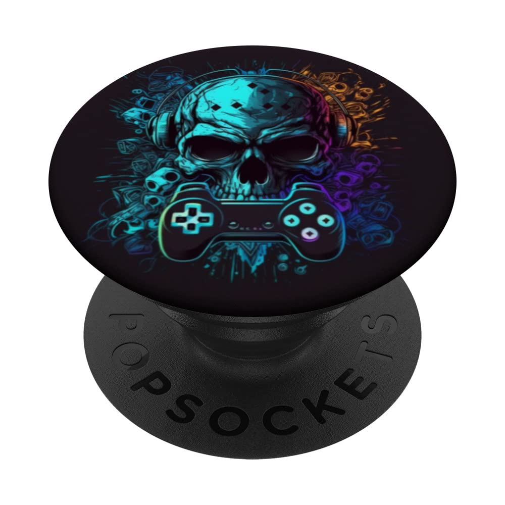 Gamer Skull Gaming Controller Gaming for boys Gamer PopSockets Swappable PopGrip