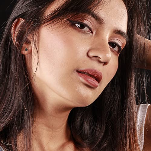 Pure Titanium Heart Earrings Women Flat Star Earring Moon Nickel Free Hypoallergenic Stud Earrings for Sensitive Ears, Bar Earring Stud, Rose Gold/Gold/Black/Silver4