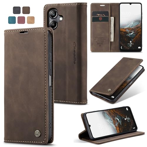 owlhold Handyhülle Samsung Galaxy A06 hülle Galaxy A06 flip case Premium PU Leder Handytasche Faltbare Schutzhülle Kartenfach Standfunktion hülle Samsung Galaxy A06 4G/5G - Kaffee