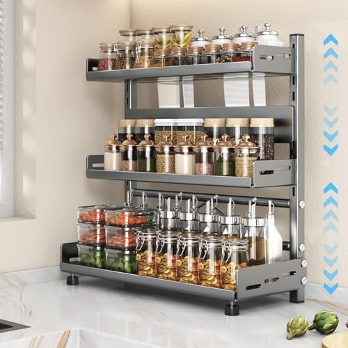 Image of ESPERO Kitchen Organizer Rack for Countertop | Heavy Duty Metal Spice Rack Storage | Kitchen Masala Stand for Storage of Oil Bottles, Jars, Containers & Utensils | Space Saving Rack for Home (3)