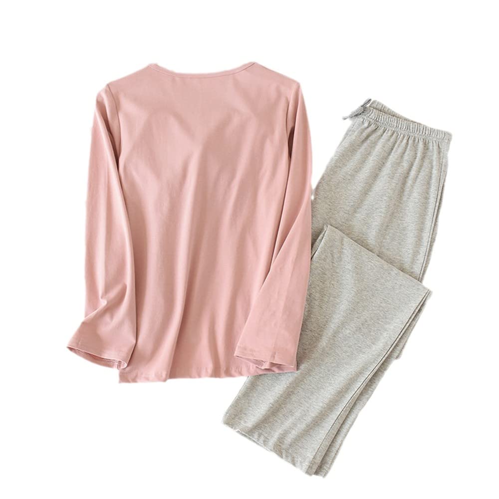 Conjunto de Pijamas para Mujer - Moda Primavera Otoño Señoras Algodón Tejido Ropa de casa Traje Casual Almohadilla en el Pecho Conjunto de Pijamas de Manga Larga para Mujer Household faucets