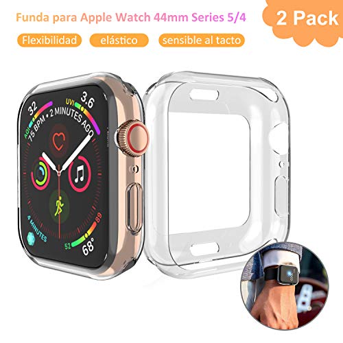 Bonslan Funda para Apple Watch 44mm Series 5/Series 4?2-Pack?,Suave TPU Funda [Ultra Delgado][Anti-Arañazos] Case de Apple Watch Funda,Slim Suave TPU Protector?Transparente*2?
