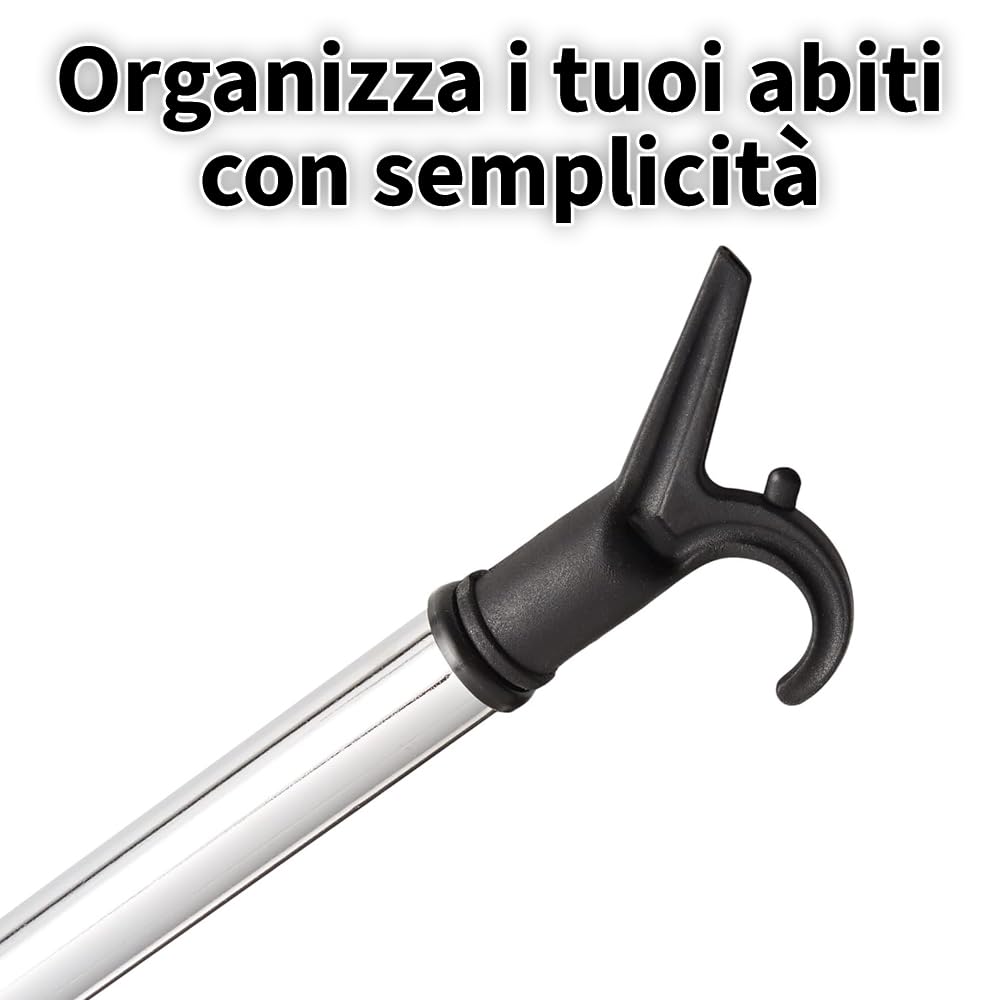 Asta Appendiabiti per Armadio Telescopica Cromata, Made in Italy, Bastone Estensibile fino a 150cm (1)