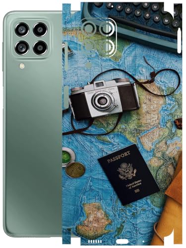 Image of AtOdds - Full Body Back Screen Guard Protector Film - Lamination Wrap Skin Sticker Compatible with Samsung Galaxy M53 (5G) | Scratchproof Matte Finish (Travel Map)