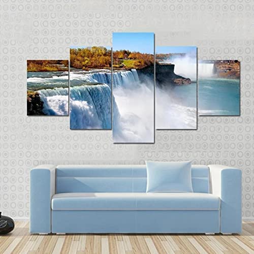 Toile art mural cascade 5 pièces avec cadre 150x100 cm