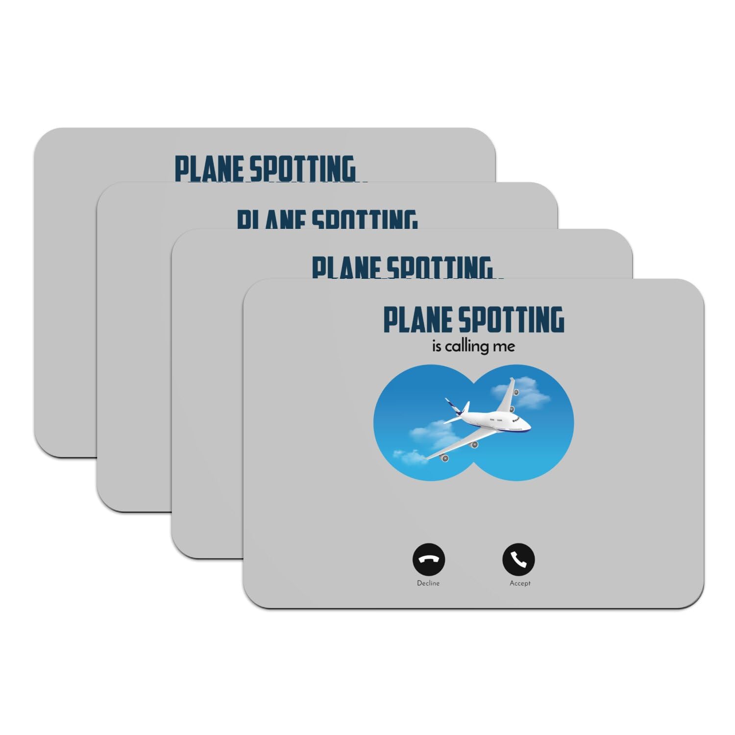 Set de table avion Lot de 4 dessous en caoutchouc gris grand format pour passionné d'aviation