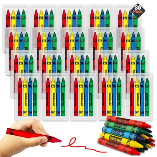 Bendon 80 Bulk Jumbo Crayons Set - 20 Individually Packaged 4-Pac...