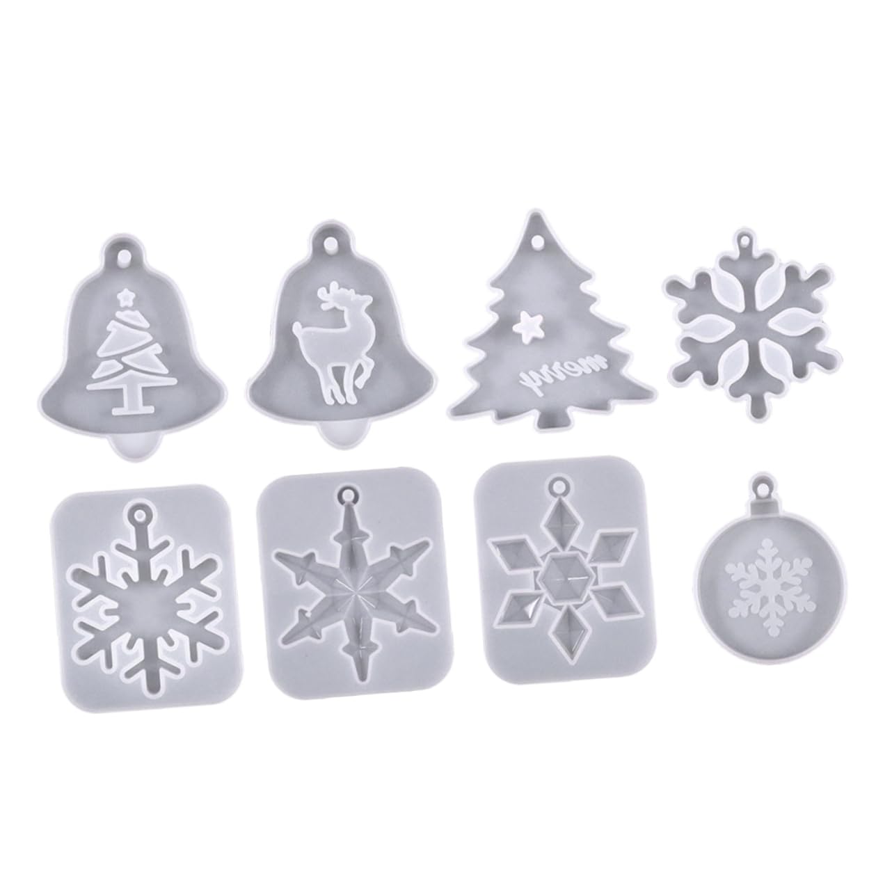 SHINEOFI 2 Juegos Moldes De Silicona De Navidad Molde Para Hacer Etiquetas Colgantes Cortadores De Galletas De Navidad Christmas Tree Decorations Decoração Molde Colgante 8 Piezas*2