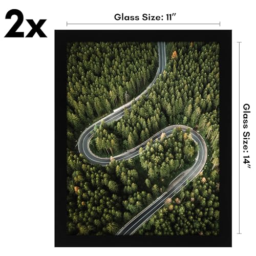 Image of Americanflat 11x14 Picture Frame with Shatter-Resistant Glass - Set of 2 - Signature Collection - Gallery-Style Frames Made of Engineered Wood - Picture Frames for Wall Display - Black
