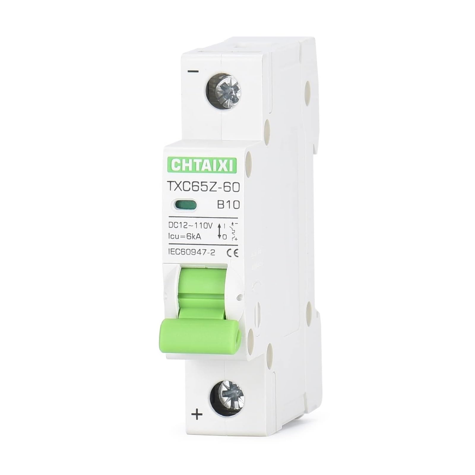 Disjoncteur miniature 12 V-110 V CC 10 A 1P magnéto-thermique pour rail DIN et batterie