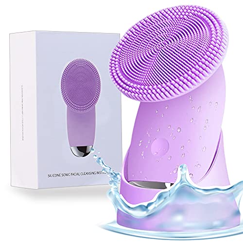 Sonic Facial Cleansing Brush Soft Silicone Face Scrubber Exfoliating Brush Face Cleanser Brush for Women - Anti-Aging Deep Face Cleansing, Exfoliating, and Massage System for All Skin Types (purple)â€¦