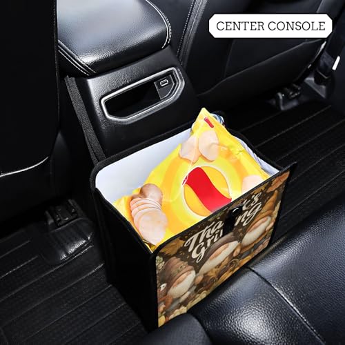 Image of Car Trash Can Organizer Bin with Adjustable Strap for Back Front Seat Console Waterproof Leakproof Collapsible Portable 8.66 Inch Autumn Gnomes Pumpkin Brown