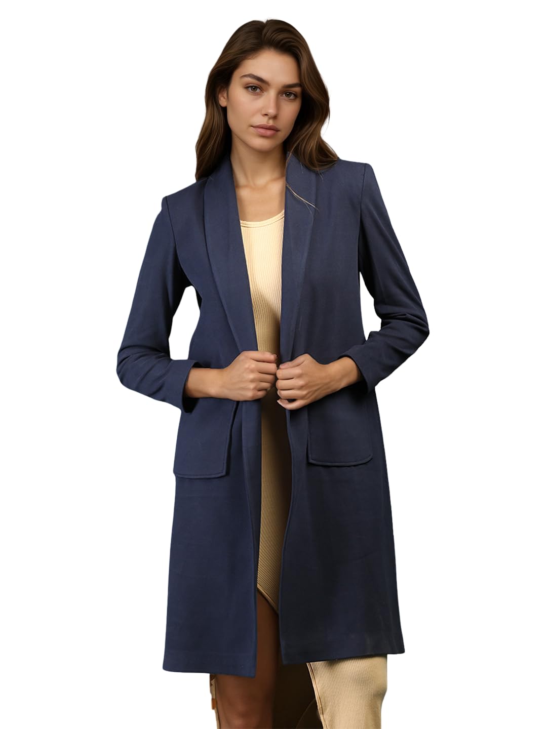 chkokko Women Elegant Winter Wear Warm Coat Classic Knee Length | Solid Color Design with Convenient Front Pockets | Ideal for Formal and Semi-Formal Occasions-picture-45