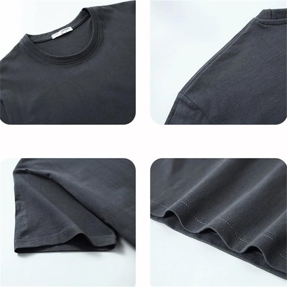 Maglietta da uomo girocollo di grandi dimensioni in cotone a maniche corte casual top t-shirt tinta unita