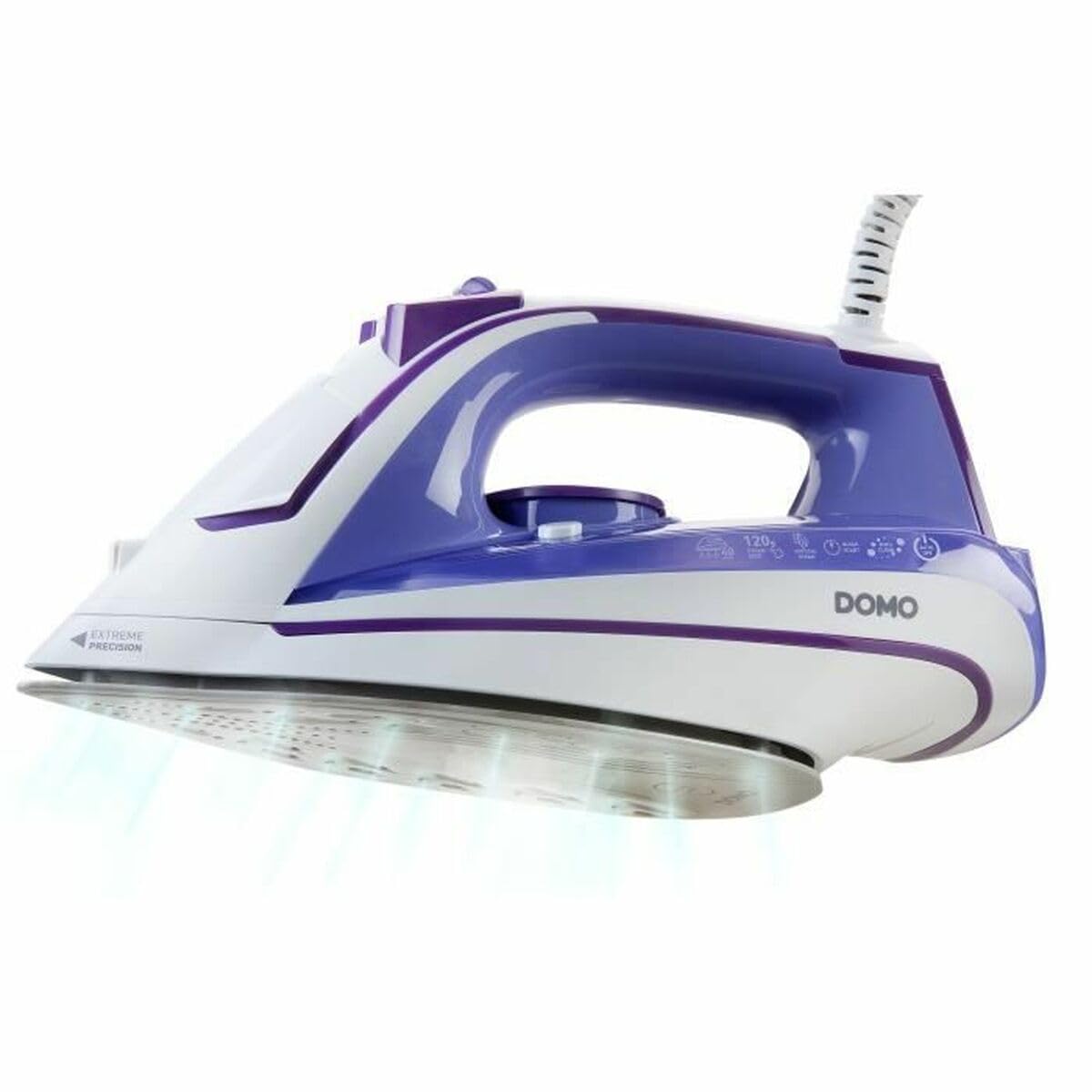 Domo DO7052S - Plancha (Plancha a vapor, Suela de cerámica, 120 g/min, Color blanco, 40 g/min, 0,3 L)