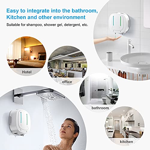 Soap Dispenser Bathroom, Sapouni Wall Mounted Automatic Shampoo And Shower Dispenser Double Pump 18.5Oz/550Ml*2 Touchless Hand Soap Dispenser With Infrared Sensor 2 Adjustable Level For Home (White) #TOP4
