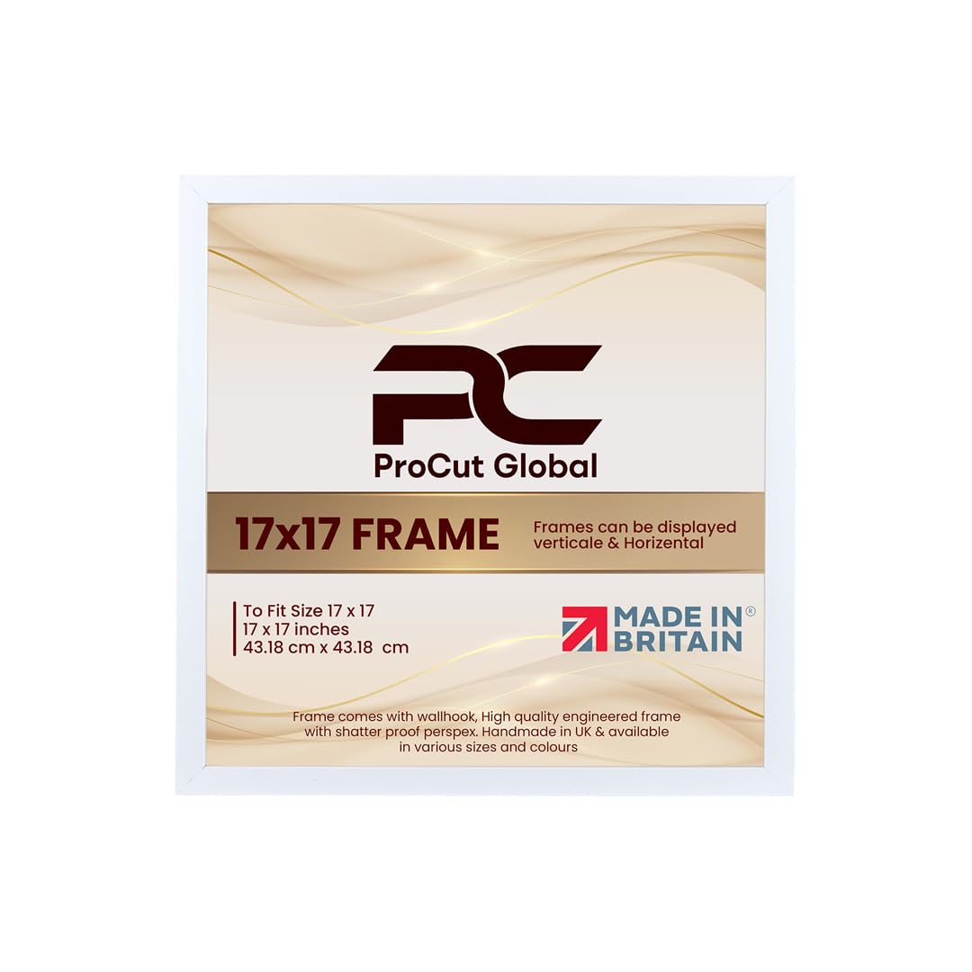 Procut Global 17X17 White Picture Frames – Sleek Wooden Photo Frame with Shatterproof Perspex for Wall or Tabletop – Perfect for Posters, Certificates, Prints–Multiple Sizes & Colors Available — image 1