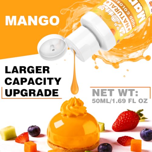 Image of Mango Natural Food Coloring - 50ml Plant Based Food Dye, No FD&C & Artificial Dyes, Gluten-Free, Food-Grade, Vibrant Liquid Colors for Icing, Baking, Cake Decorating, Frosting, Fondant, Slime - 1.69 Fl.Oz Bottles