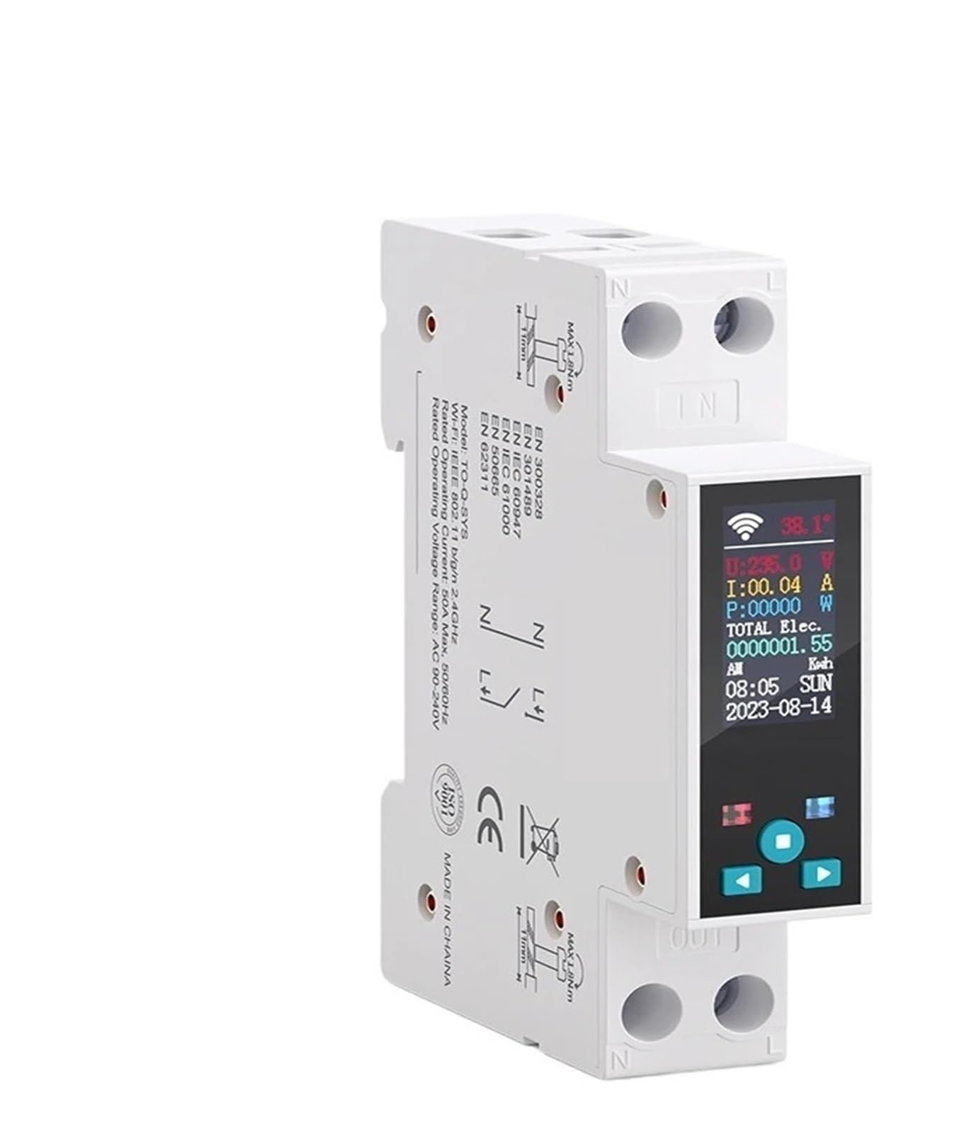 BALYDLUL 1P 50A Switch Circuit Breaker Energy Meter KWh Power Metering Time Relay
