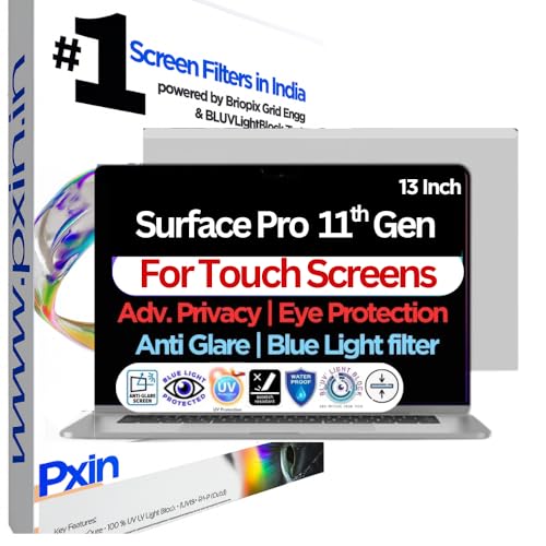 Image of Pxin Surface Pro 11th Gen - 13 Inch Touch Privacy Screen | Adv. StealthView | Laptop Ultra Privacy | Anti UV | Anti-Glare | Blue Light Block