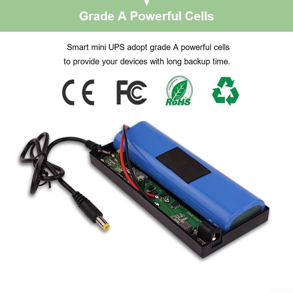 UPS DC 12V 3A para router y módem óptico, fuente de alimentación ininterrumpida con batería de respaldo de 10400 mAh, defensa de sobrecarga, banco de energía portátil de 12 V