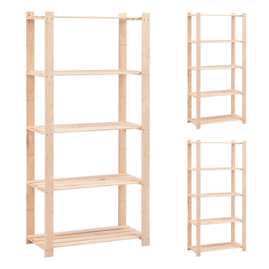 Générique Étagères de Rangement à 5 Niveaux 3 pcs 80x38x170 cm Pin 250 kg,Entreprise & Industrie,Stockage Industriel,Étagères industrielles,3051114