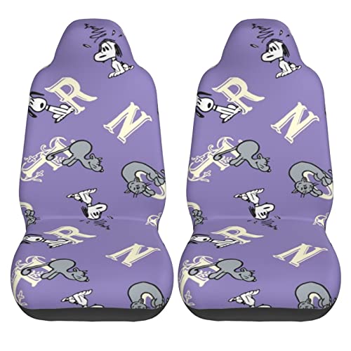 スヌーピー カーシートカバー 2枚セット 前席用 軽 防汚 気性 洗える 普通車 適用 フロント 軽自動車 シートカバー 背面フルカバー ブラック 運転席 助手席 車用 シート カバー アニメ グッズ キャラクター