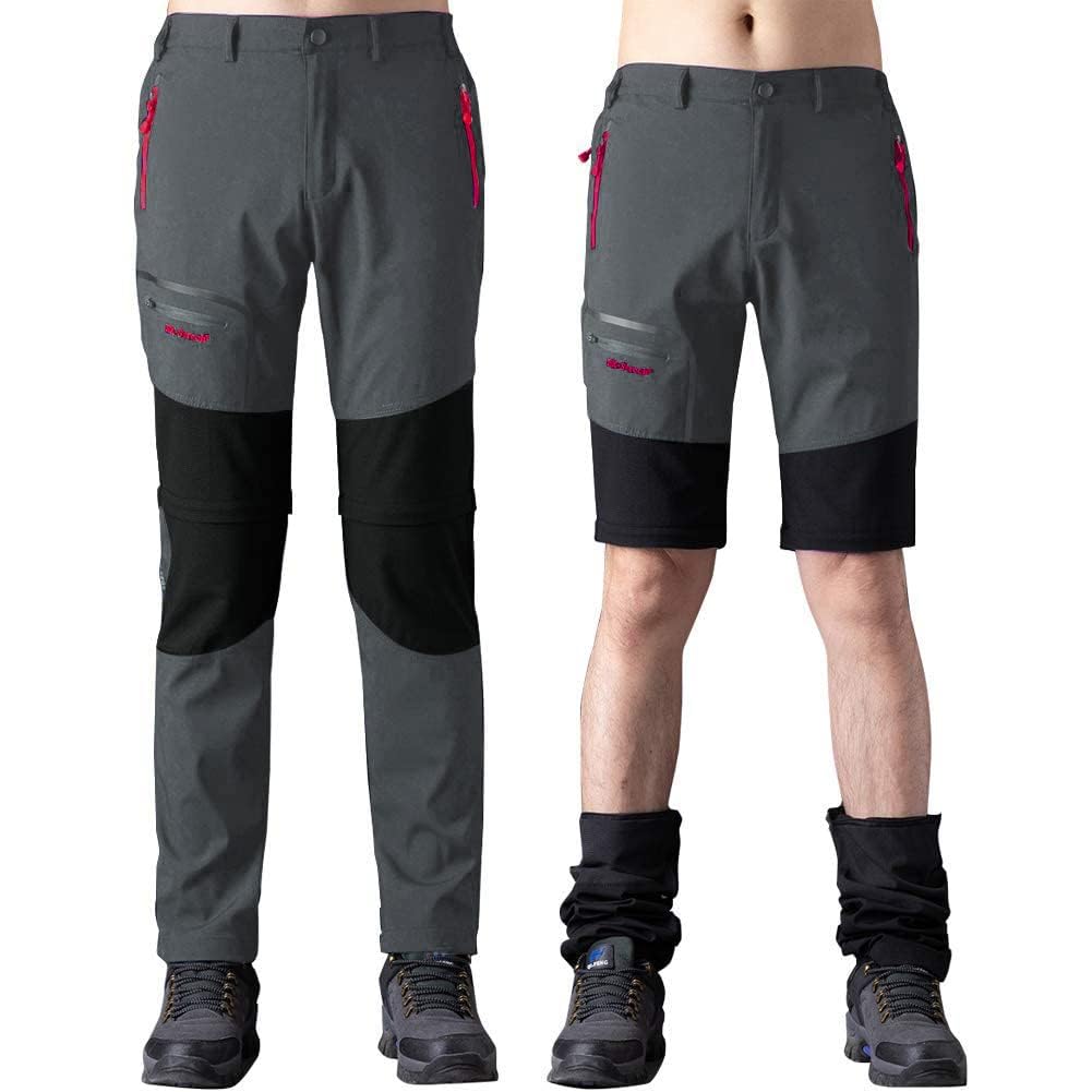 SANMIO Pantaloni Trekking Uomo Esterno Asciugatura Veloce Funzionali Leggeri Traspiranti Convertibile Pantaloncini Softshell Pantaloni da Arrampicata Casual