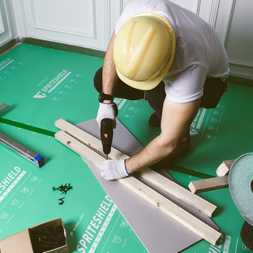 Sheeldify Schwerlast-Bodenschutzfolie 97cm x 30m Grün Malervlies Rutschfester Abdeckvlies Renovierung Umzug Professioneller Schutz Oberflächenschutz Bodenbeläge (M-220G 97cmx30m Grün)