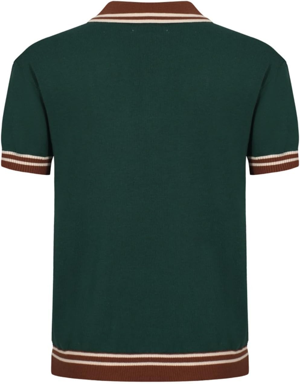 OXKNIT Men’s Knitted Vintage Polo Shirt, 1960s Mod Style Retro Polo Textures Shirt with Double Line Neck - Image 3