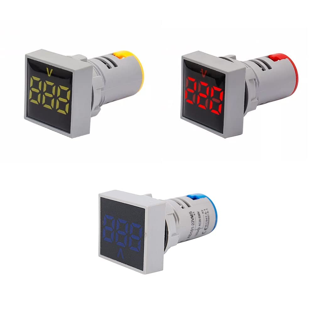 RASHRI Plastic Direct AC 60-500V Digital Voltmeter LED Indicator Lamp Square Signal Light (Red-Yellow-Blue) Combo (B0C6QWV9SS) Amazon Price History, Amazon Price Tracker
