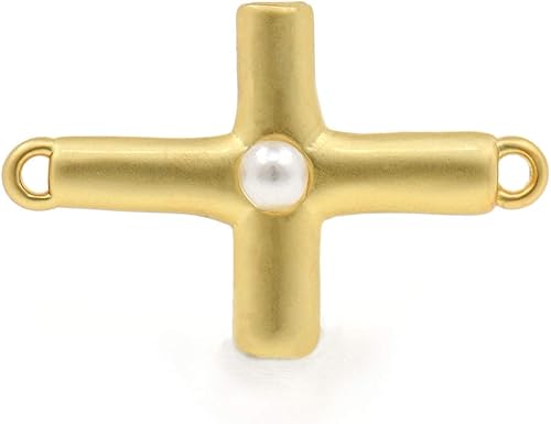 Abalorio con conector de cruz dorado liso, eslabón chapado en oro de 24 K, conector horizontal de cruz lateral de 0.709 x 0.472in, 8 unidades disponible en Yaxa Colombia