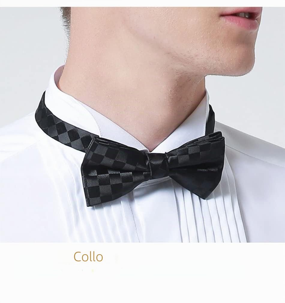 Camicia da uomo alla francese, slim fit, plissettata, colletto pieghevole, camicia da sera, matrimonio, smoking, cena, camicie con papillon