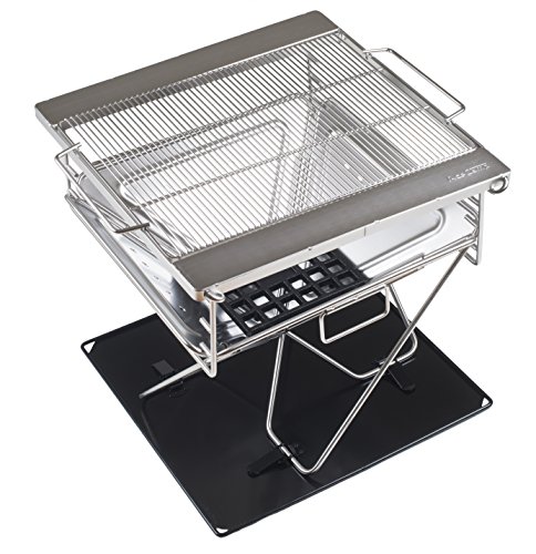 AceCamp Grill, Camping, Holzkohle, Tragbarer Faltgrill aus Edelstahl, Gross, 1604