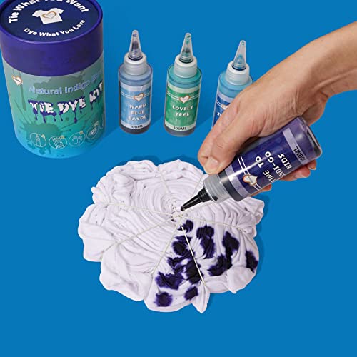 Ioliveyou Blue-Indigo-Teel-Warm Tie Dye Kit In Natural Indigo Blue Tie Dye – Custom Clothing Dye With 8 Refills For Kids & Large Groups- Tie Dye Party Supplies With Aqua Tie Dye Techniques Guide Diy #TOP2