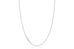 Solid 18 Karat Gold Over 925 Sterling Silver Cable Chain Necklace for...