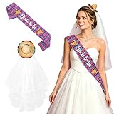 PHOGARY Final Fiesta Bachelorette Veil and Sash for Bridal Shower - Mexican Sombrero Wedding Veil and Bride to Be Sash for Mexican Themed Weddings Bachelorette Party Cinco De Mayo
