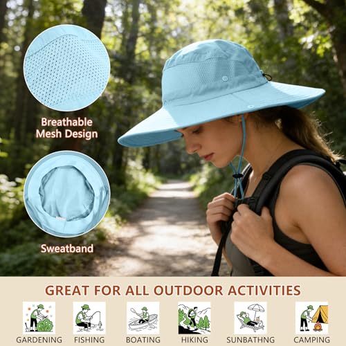 Image of ZOORON Sun Hats for Men Women Fishing Hat with Neck Flap,UPF 50+ Sun Hat Waterproof Wide Brim Bucket Hats for Safari Hiking