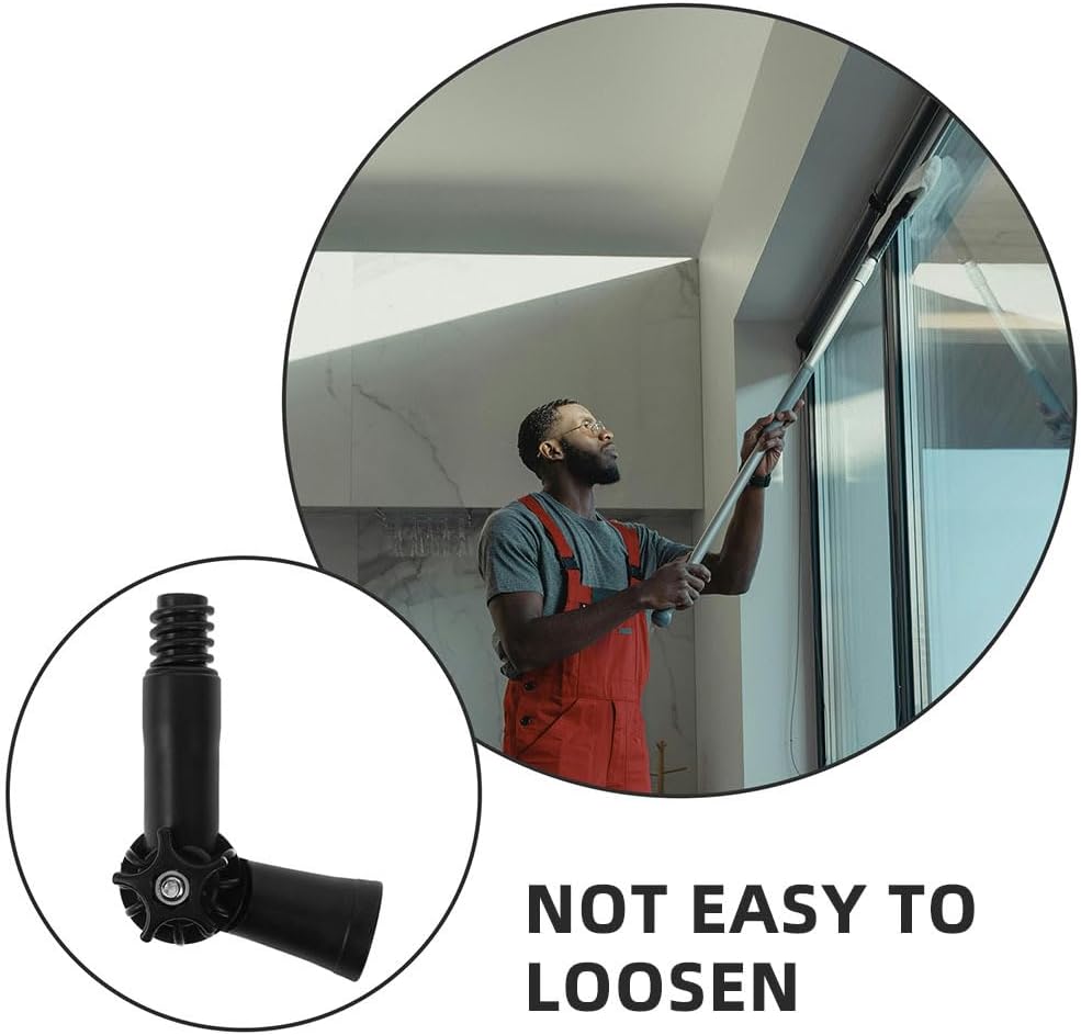 Zerodeko 3Pcs Angle Adjustable Pole Extension Hinge Tip Mop Handle Adaptor for Standard Threaded Heads Window Squeegee Cobweb Brush Dust Mop Adapter