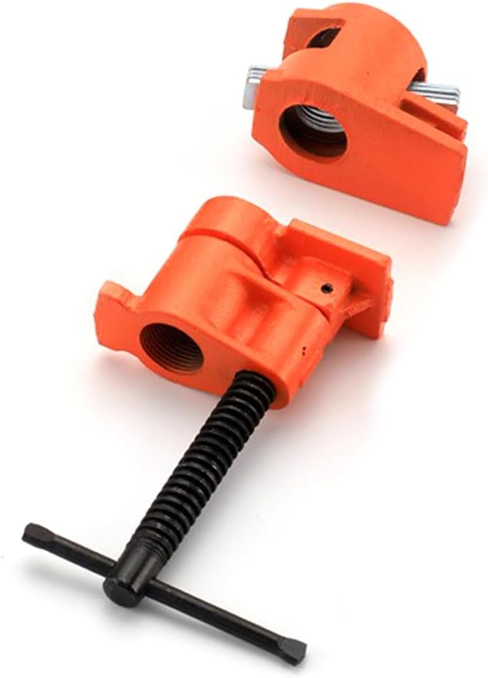 3/4in Wood Gluing Pipe Clamp Set Water Pipe Splice Clamp Heavy Duty Quick Release Pipe Clamp Tools Ergonomic Metal Pipe Clamp Multifunctional for Woodworking Carpentry