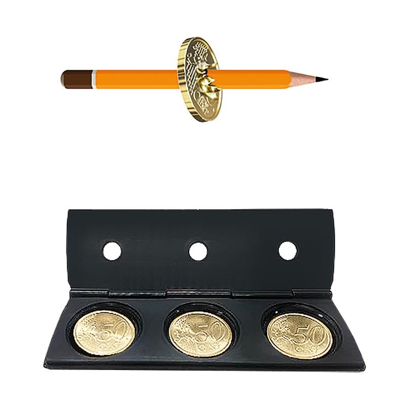 ProTriXX Pierced Coins in Euro-Version | Geliehene Münzen durchdringen | Penetration Coin | Pencil Thru Coin | Party-Zaubertrick Münzen-Durchdringung für Einsteiger