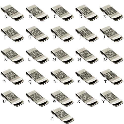 Stainless Steel Money Clip For Men Dad Boy Friend Father Floral Initial Letter Box Monogram Wallet Cash Card Holder4