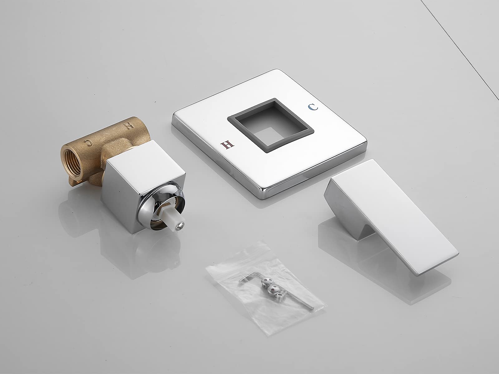 Single-Function Shower Handle Valve Trim Kit Shower Valves Chrome Wall Mount Brass Faucet Shower Rough-In Valve Bathroom Trim Kit Single Handle Tub Shower Valve Mixer